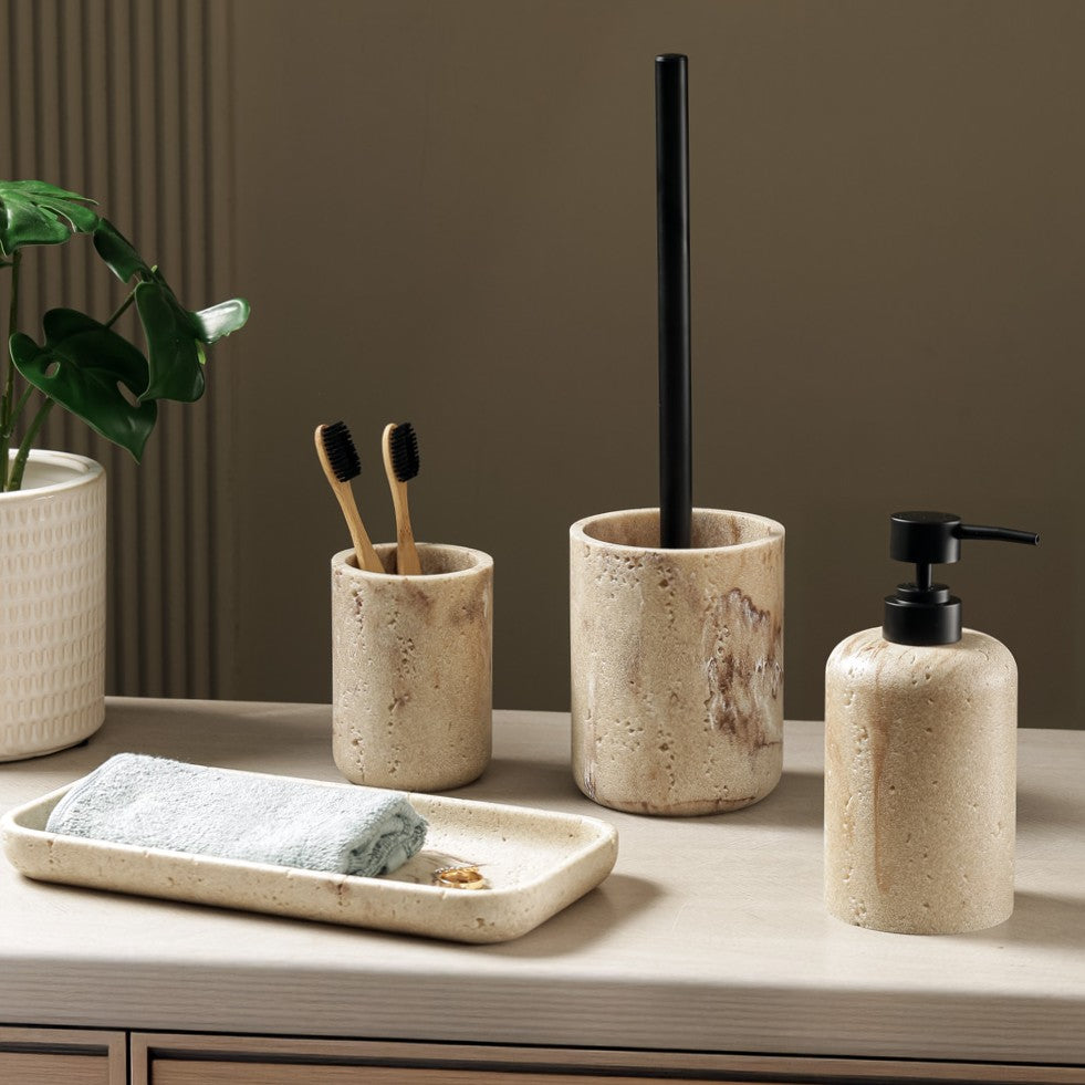 Lyla 4-piece Bathroom Set - Marbled Sandstone
