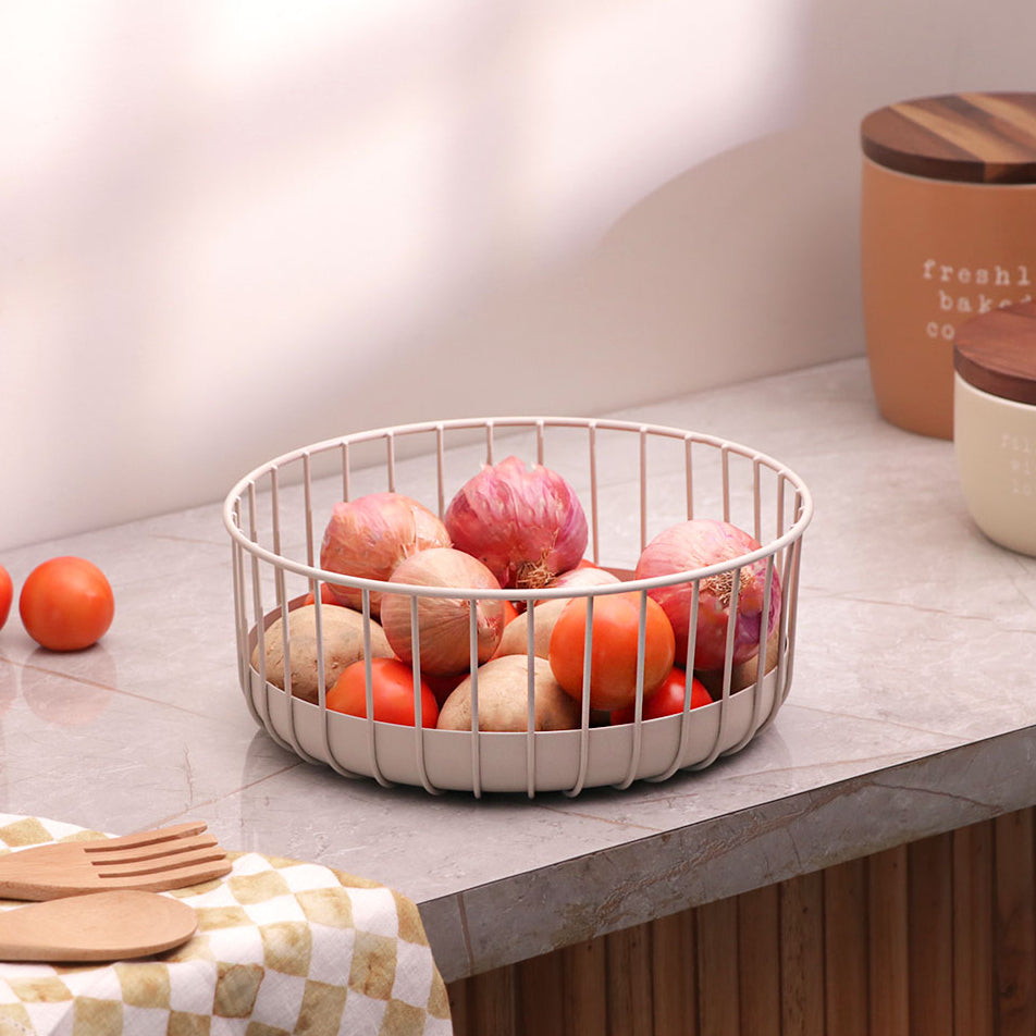 Lyne Round Basket Medium - Taupe