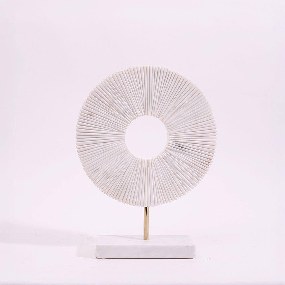 Solis Marble Medallion Sculpture - White Gold