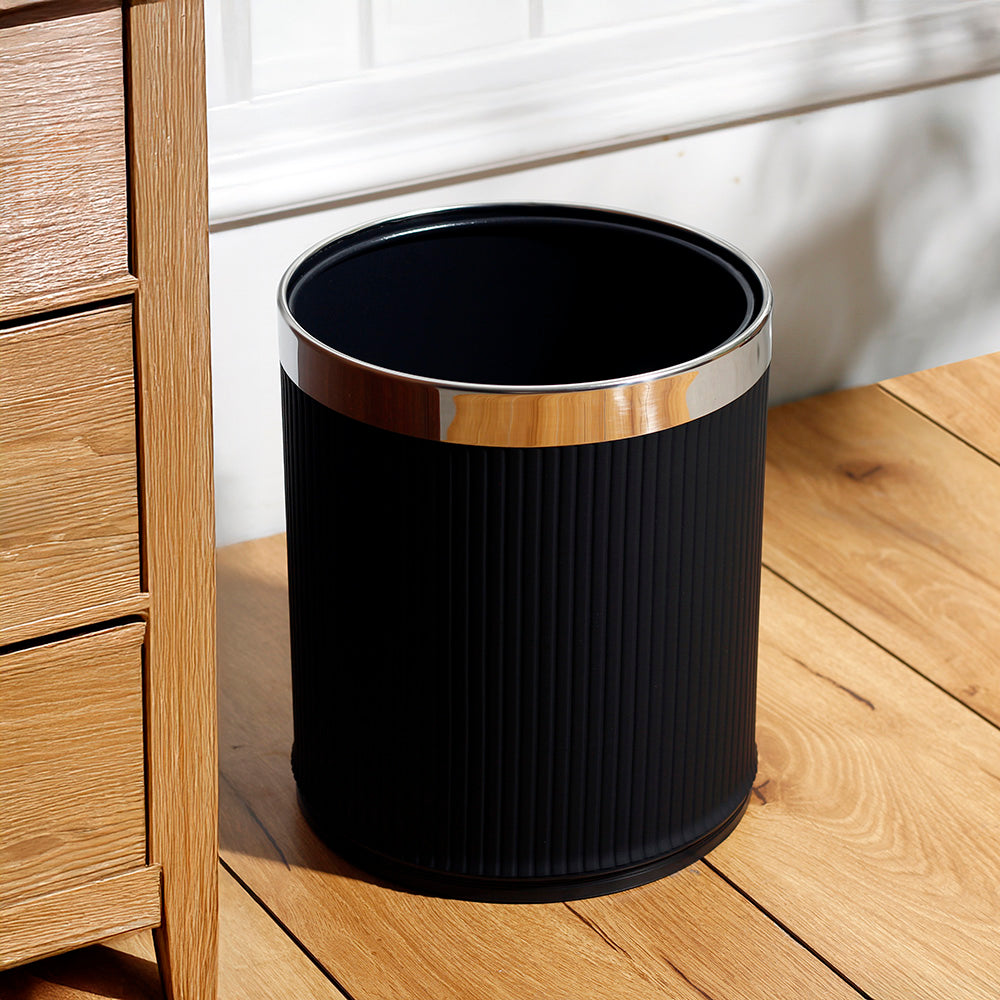 Columns Waste Bin 10L - Black & Steel