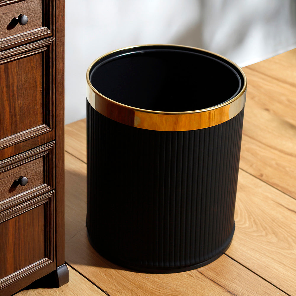 Columns Waste Bin - Black & Gold