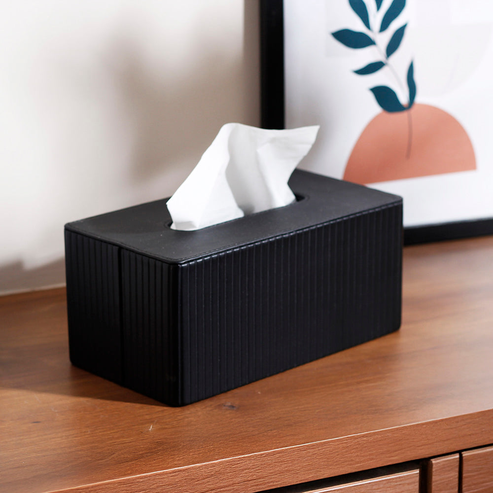 Columns Tissue Box Holder - Black