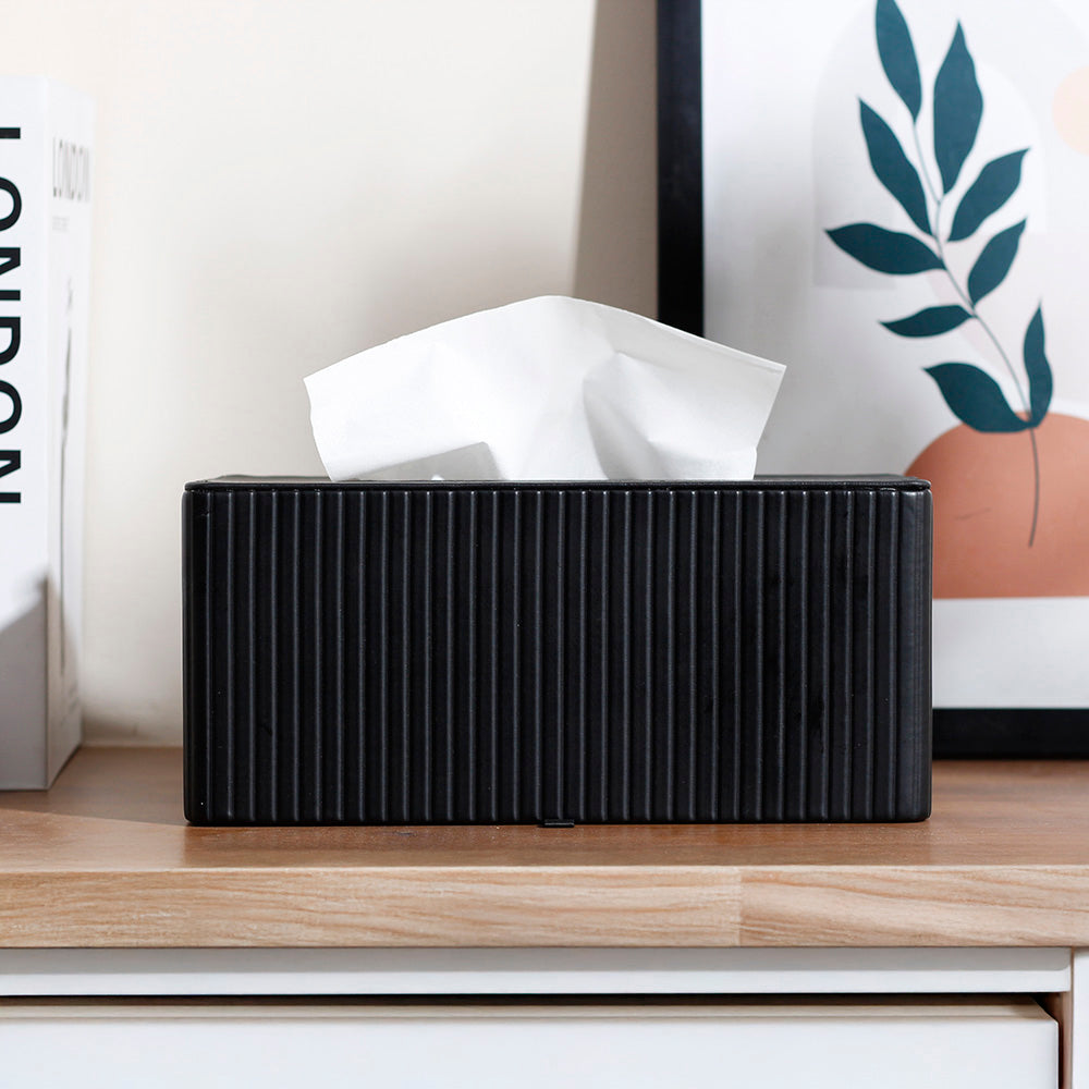 Columns Tissue Box Holder - Black