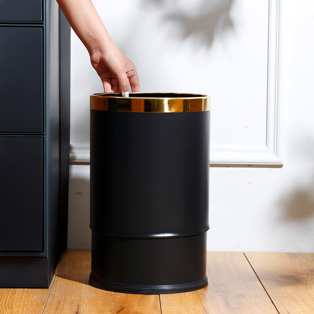Bare Waste Bin 10L - Black & Gold
