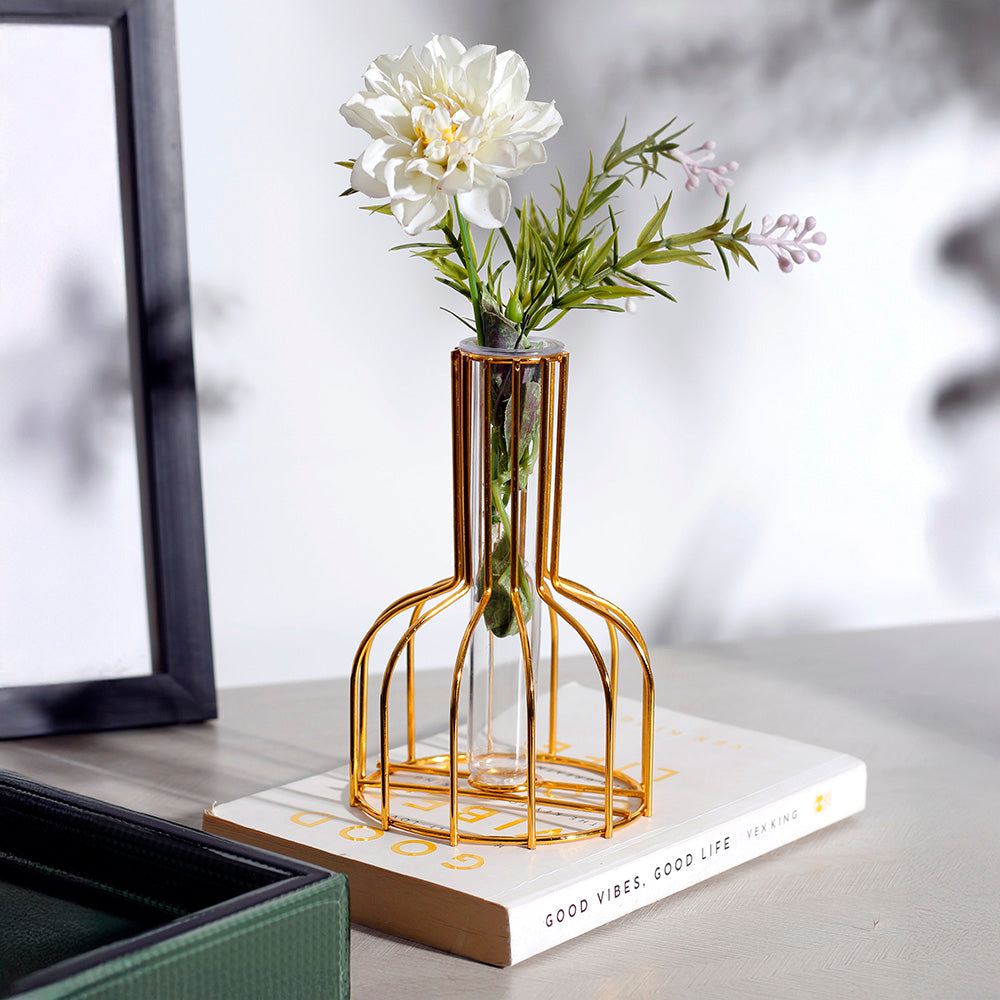 Bud Metal Test Tube Vase Small - Gold