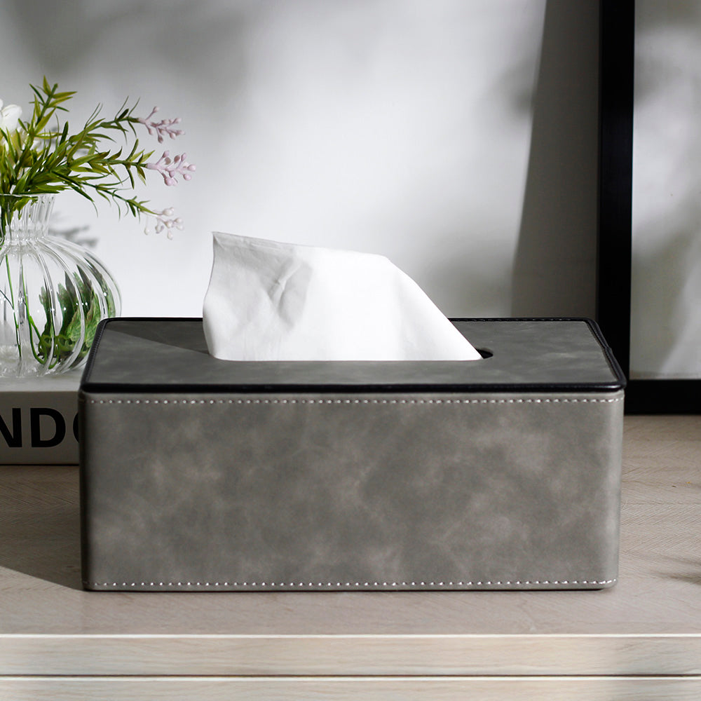Textured Tissue Box Holder - Grey