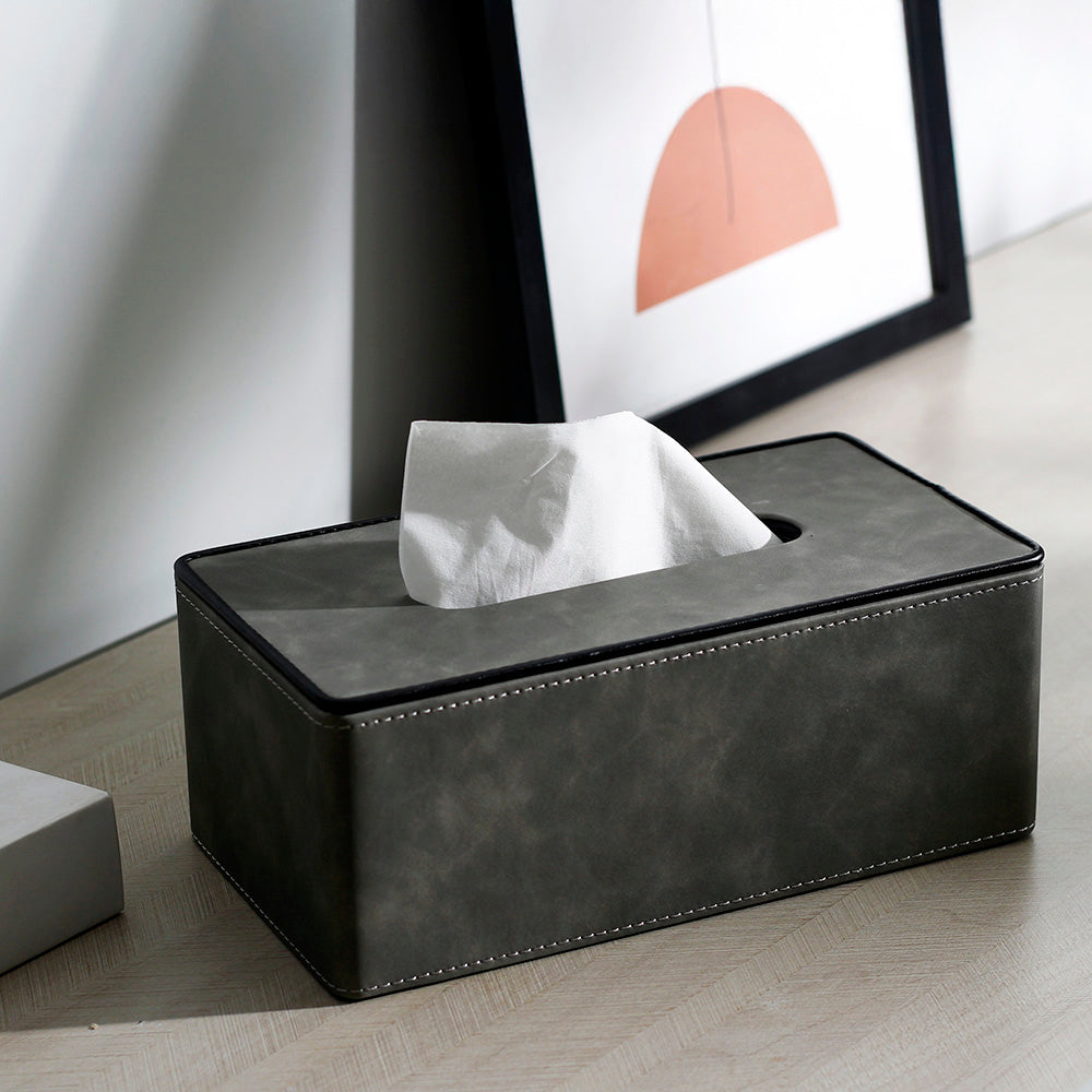 Textured Tissue Box Holder - Grey