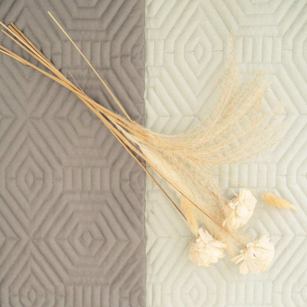 Macao Quilted Reversible Bedspread - Dark Grey & Sage Green