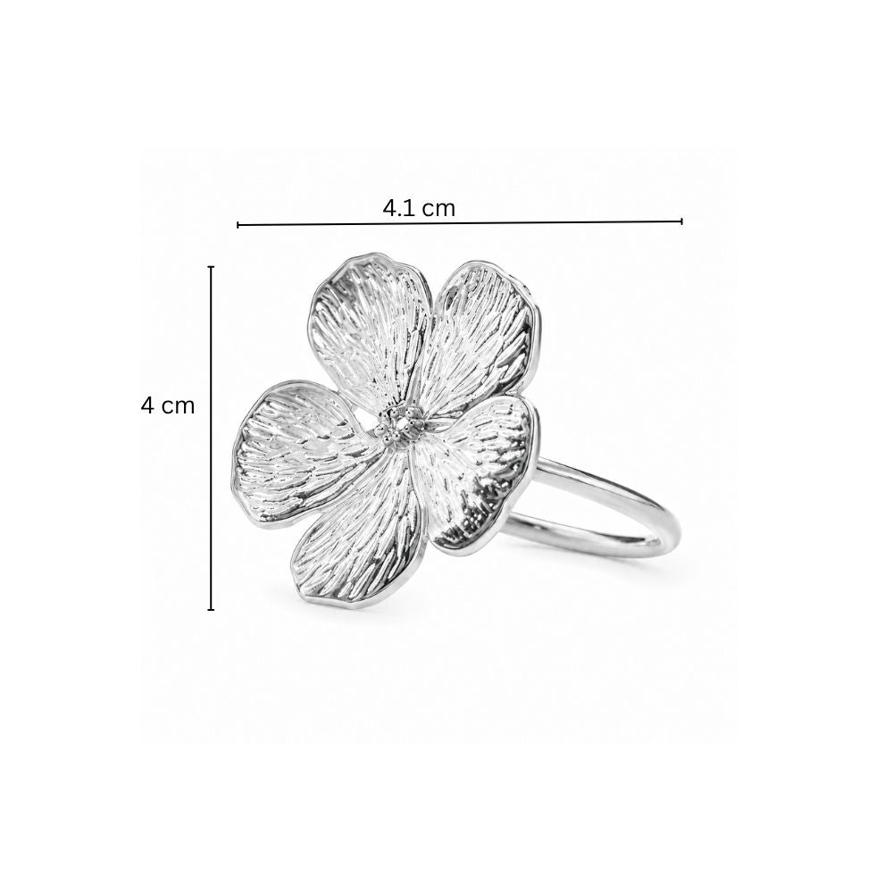 Magnolia Napkin Rings, Set of 6 - Silver