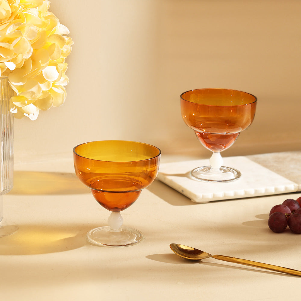 Haven Glass Dessert Cups, Set of 2 - Amber