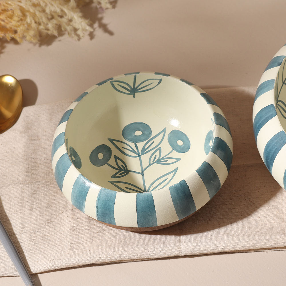 Malta Wooden Serving Bowl Small - Teal Sage