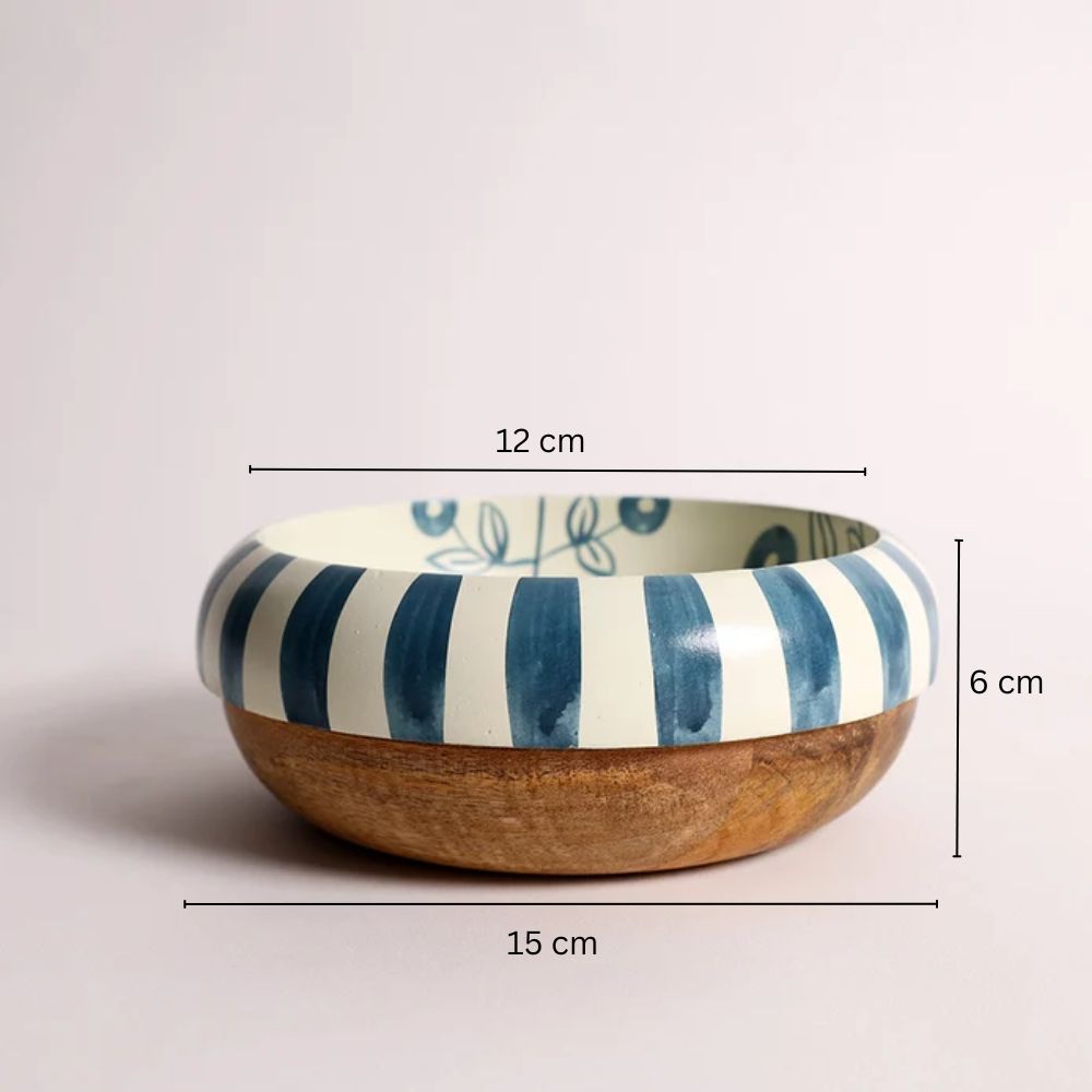 Malta Wooden Serving Bowl Small - Teal Sage