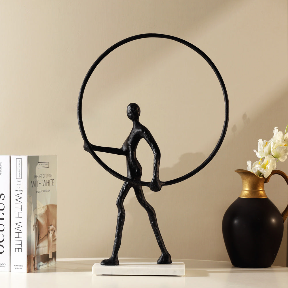 Man Walking with Ring Sculpture - Black