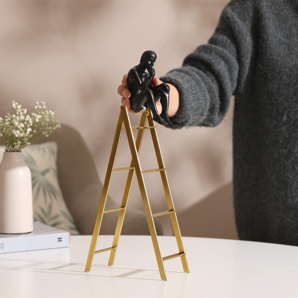 Man on Ladder Decorative Accent - Black & Gold
