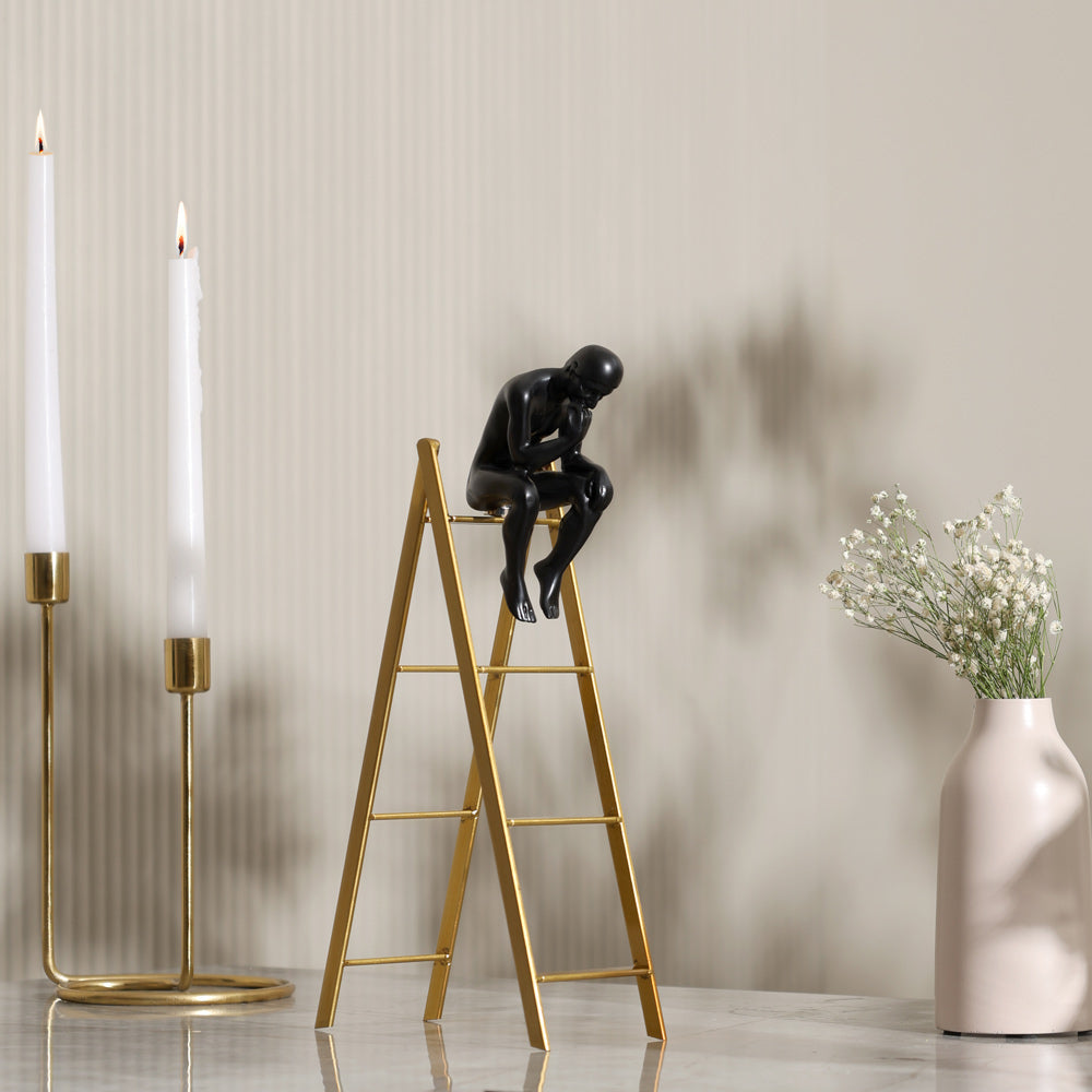 Man on Ladder Decorative Accent - Black & Gold