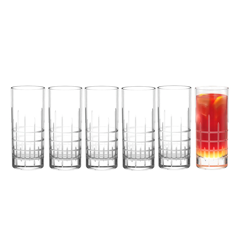 Manhattan Long Drink Glasses 380ml, Set of 6