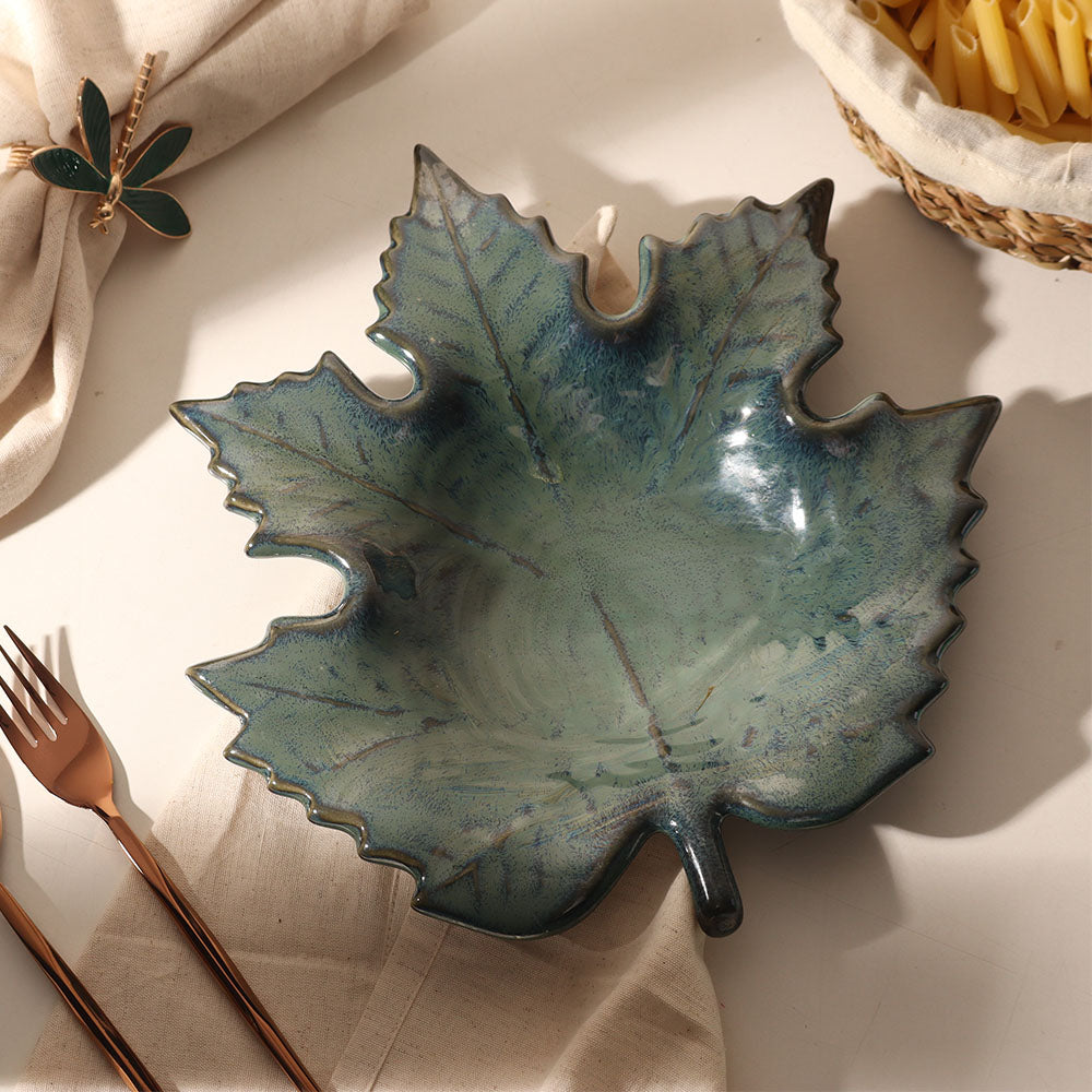 Maple Leaf Serving Plate - Jade