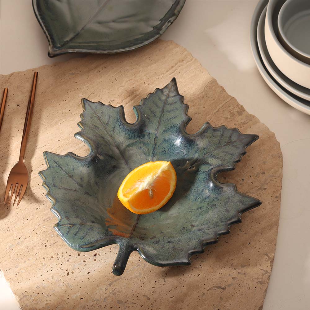Maple Leaf Serving Plate - Jade