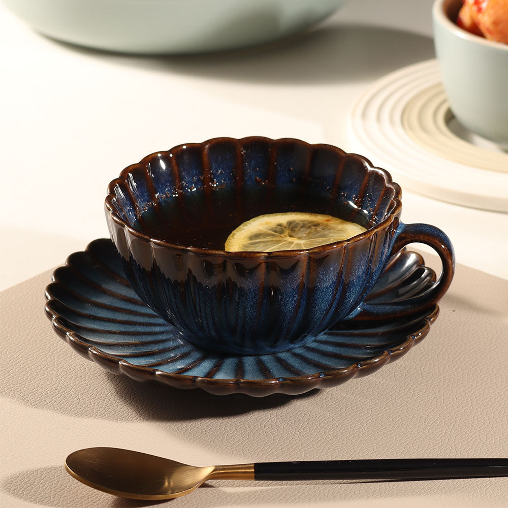 Mara Cup and Saucer Set - Teal Blue