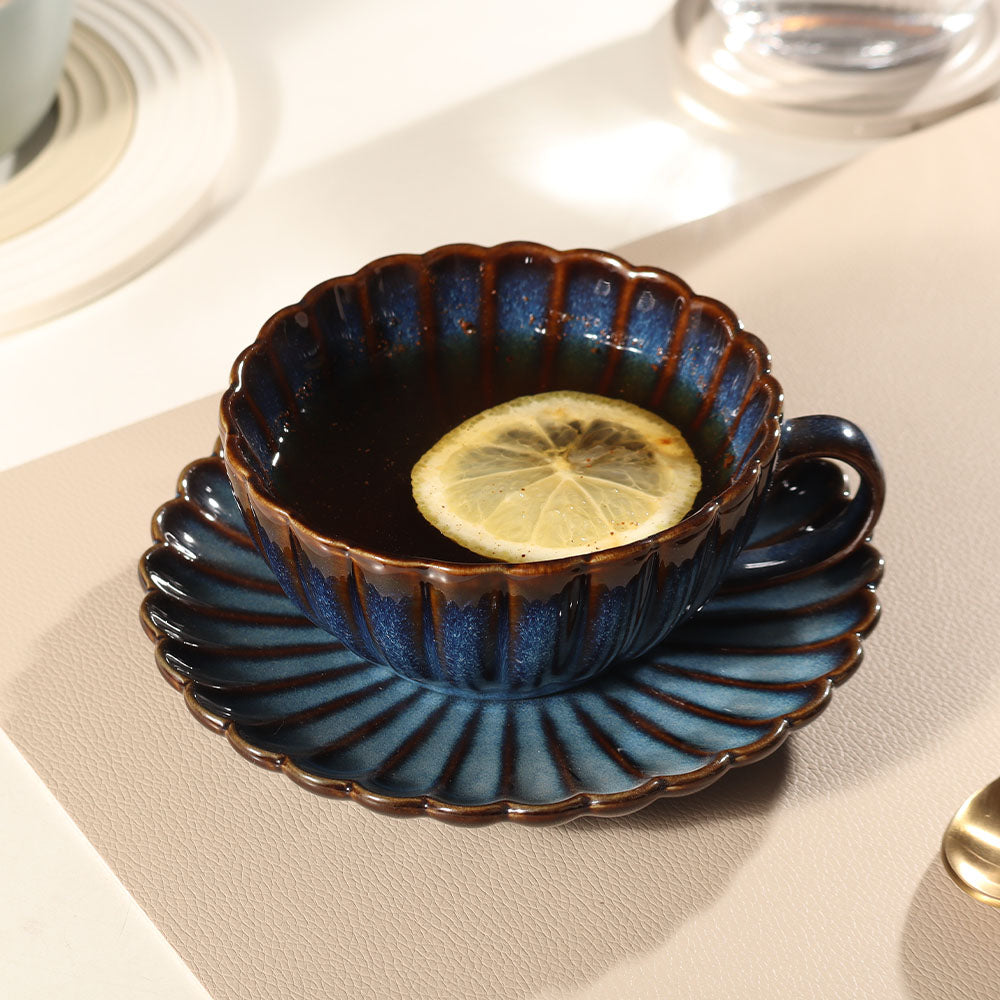 Mara Cup and Saucer Set - Teal Blue