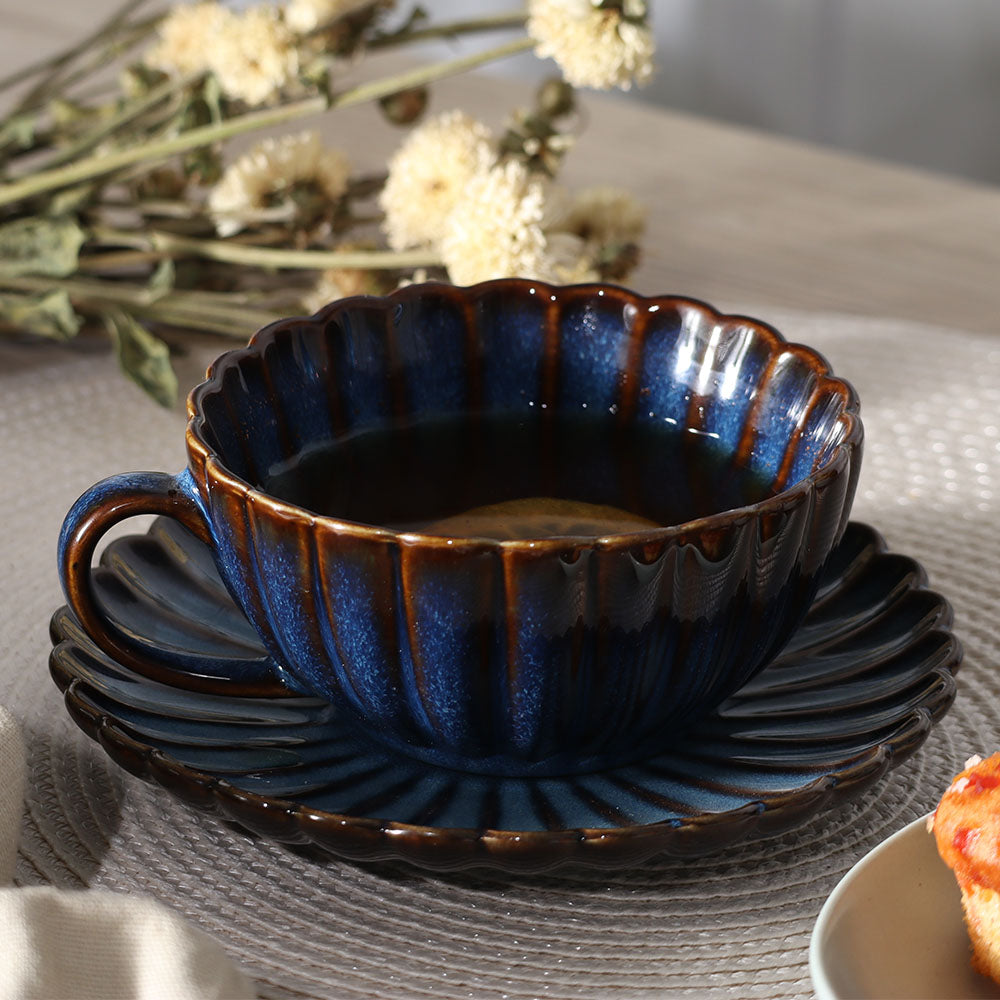 Mara Cup and Saucer Set - Teal Blue