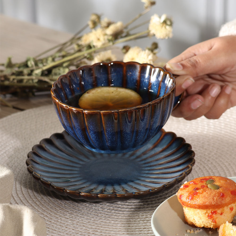 Mara Cup and Saucer Set - Teal Blue
