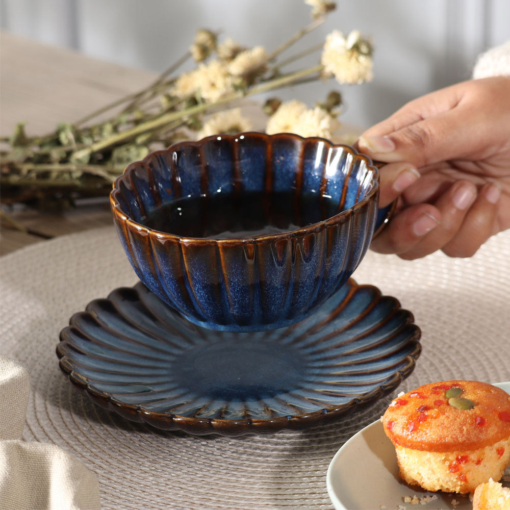 Mara Cup and Saucer Set - Teal Blue