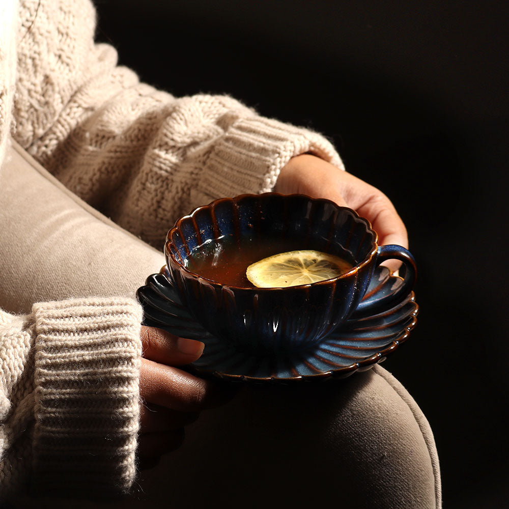 Mara Cup and Saucer Set - Teal Blue
