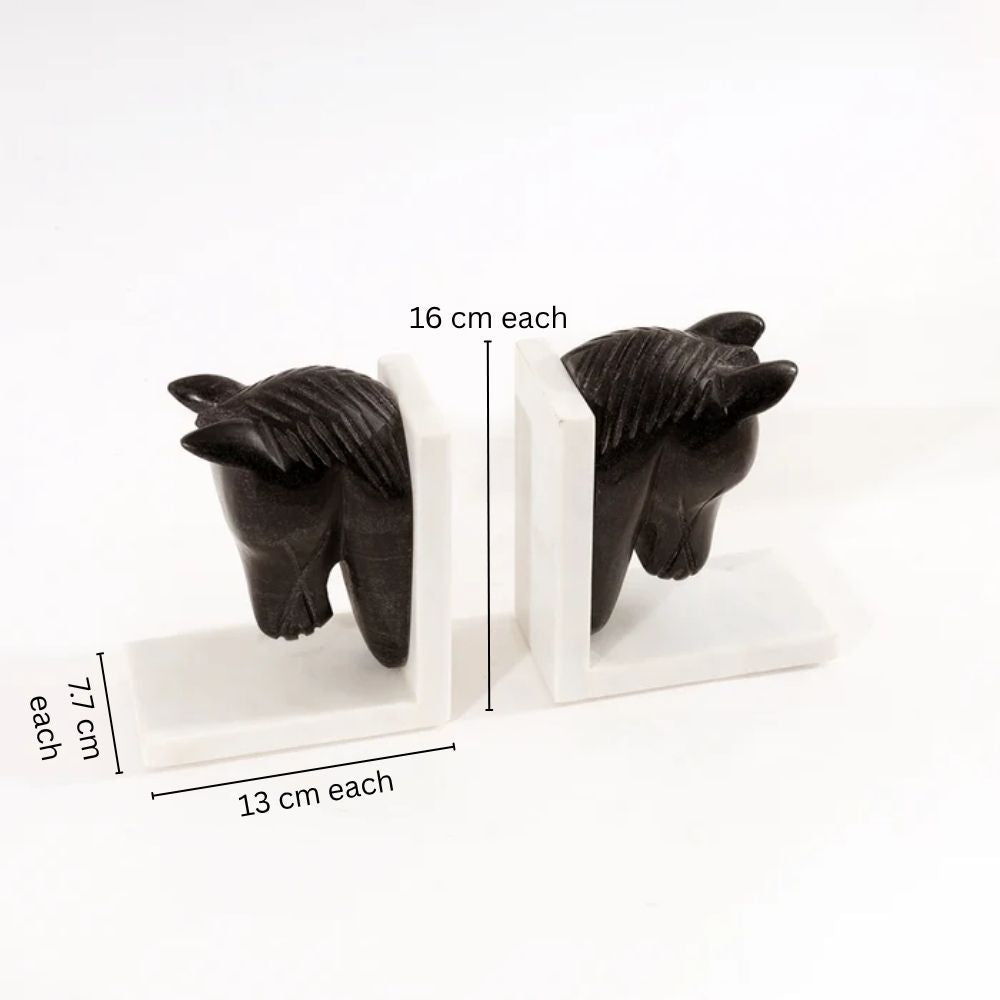 Mare Marble Bookends, Set of 2 - Black White