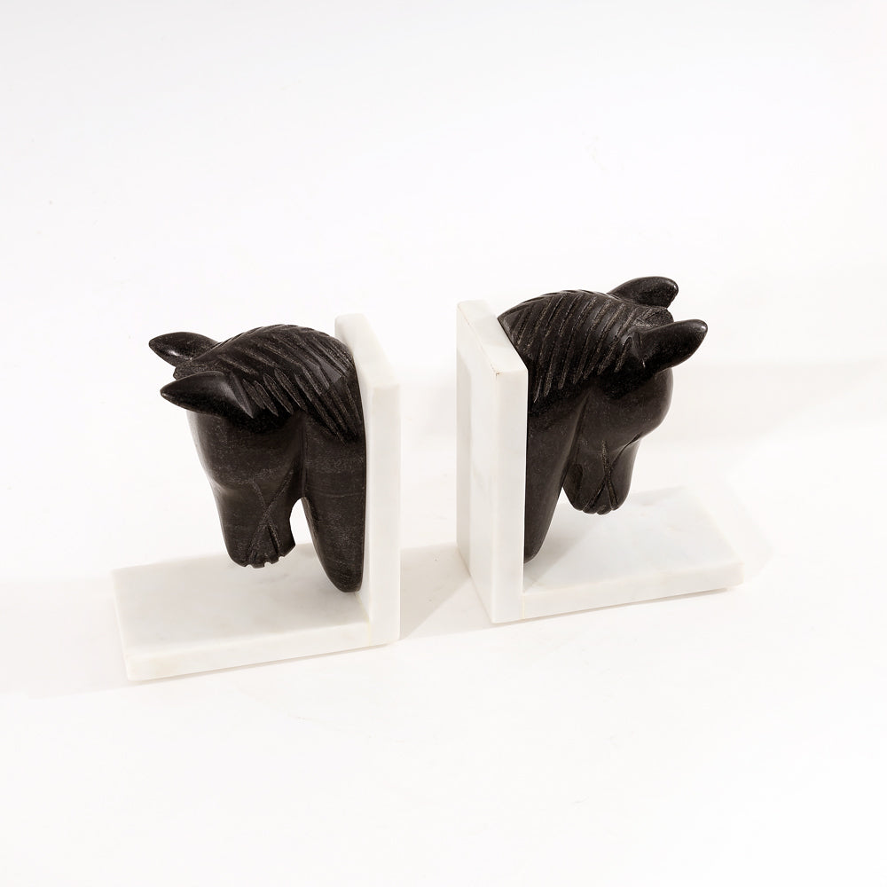 Mare Marble Bookends, Set of 2 - Black White