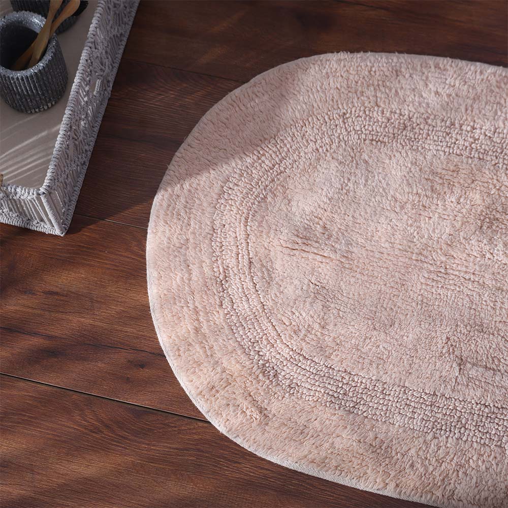 Mari Oval Loop-Tufted Bathmat - Peach