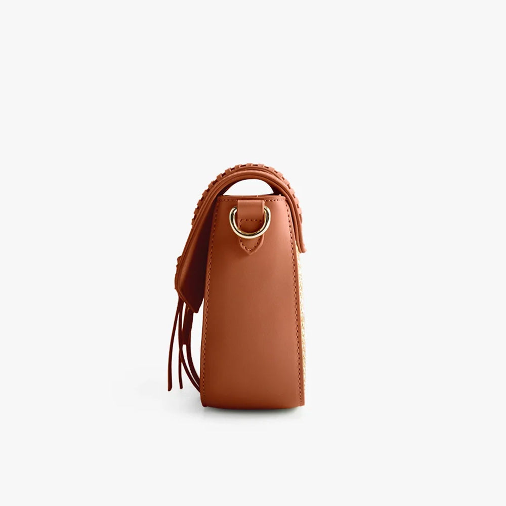 Marina Raffia Crossbody Bag - Tan