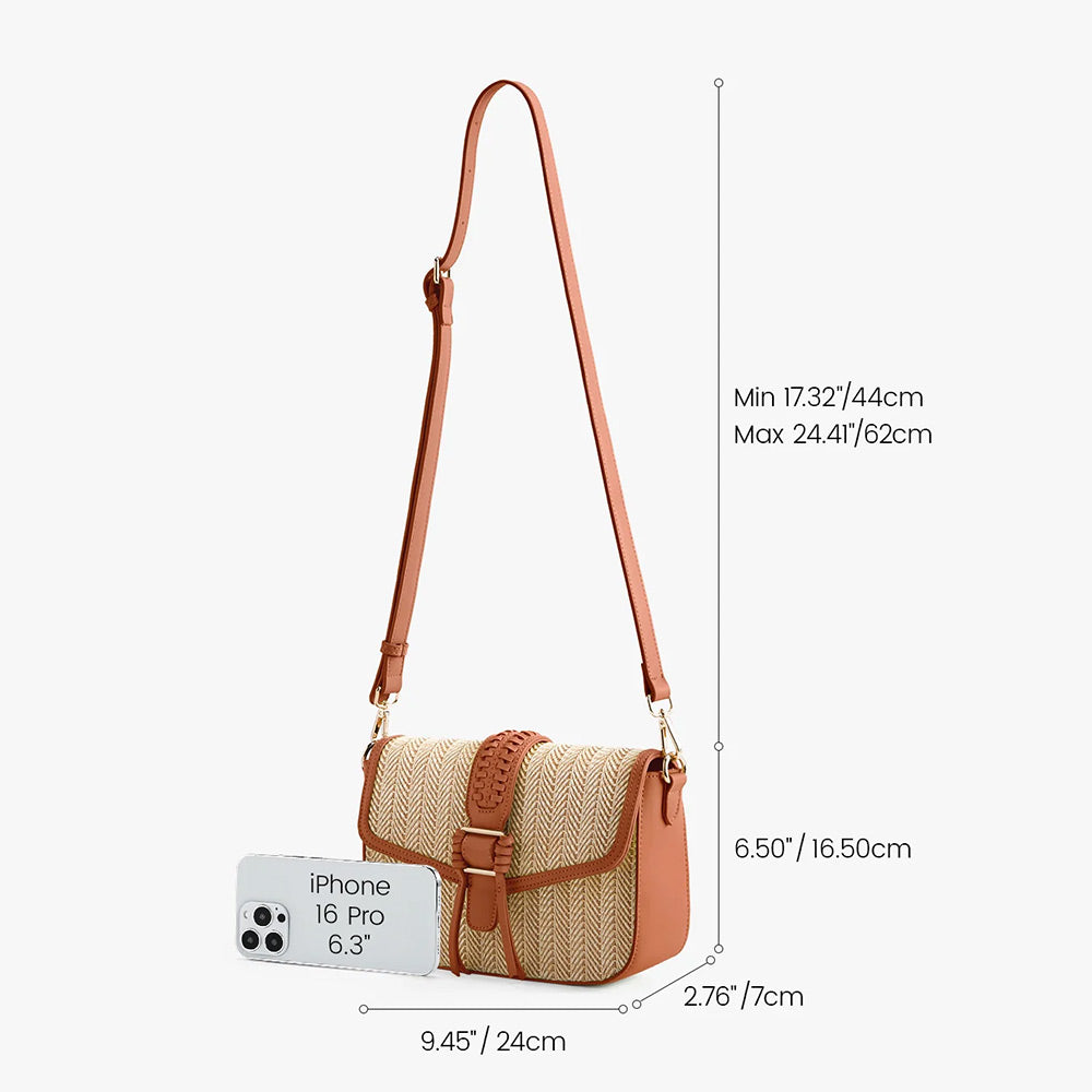 Marina Raffia Crossbody Bag - Tan