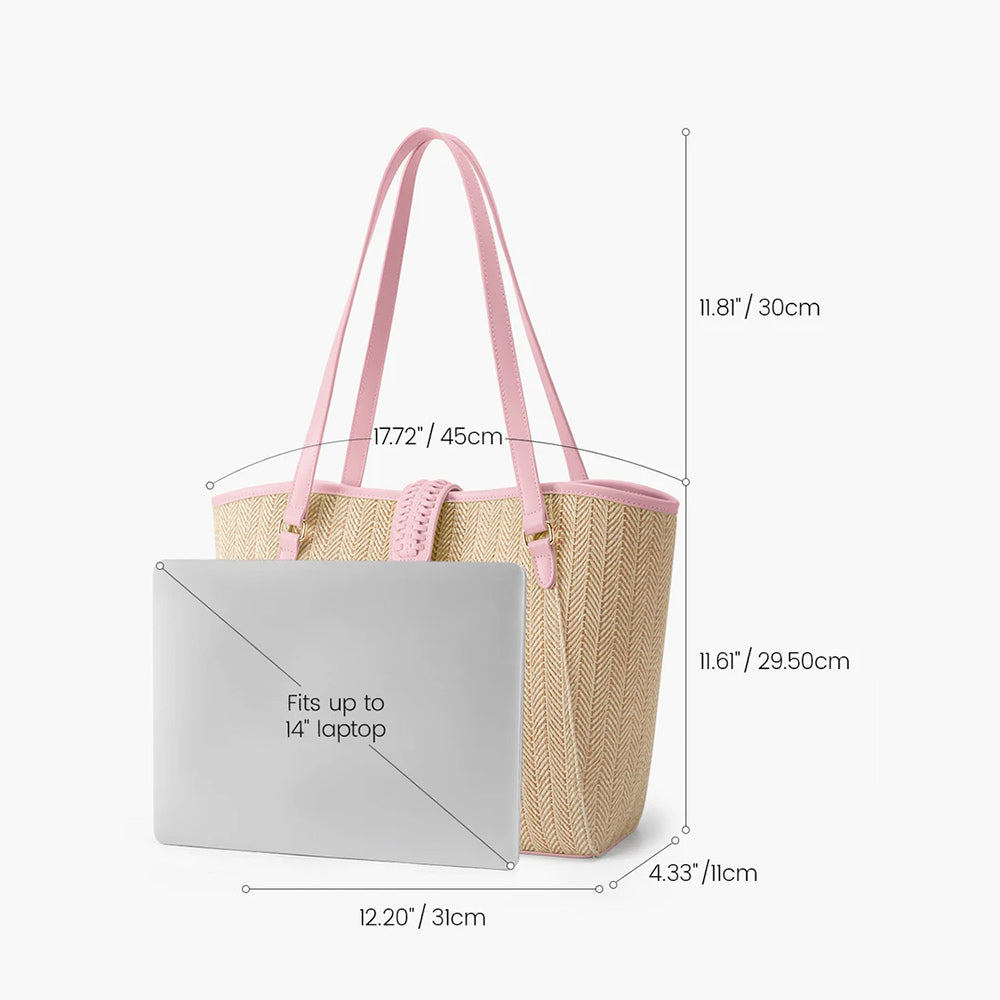 Marina Raffia Tote Bag - Pink
