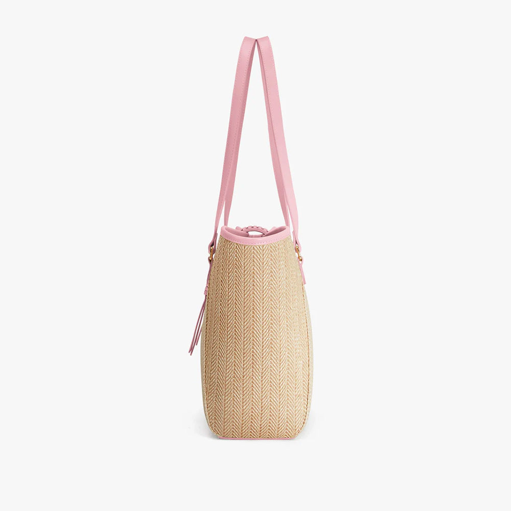 Marina Raffia Tote Bag - Pink