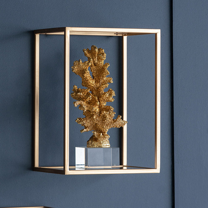 Marine Coral Sculpture With Base - Gold