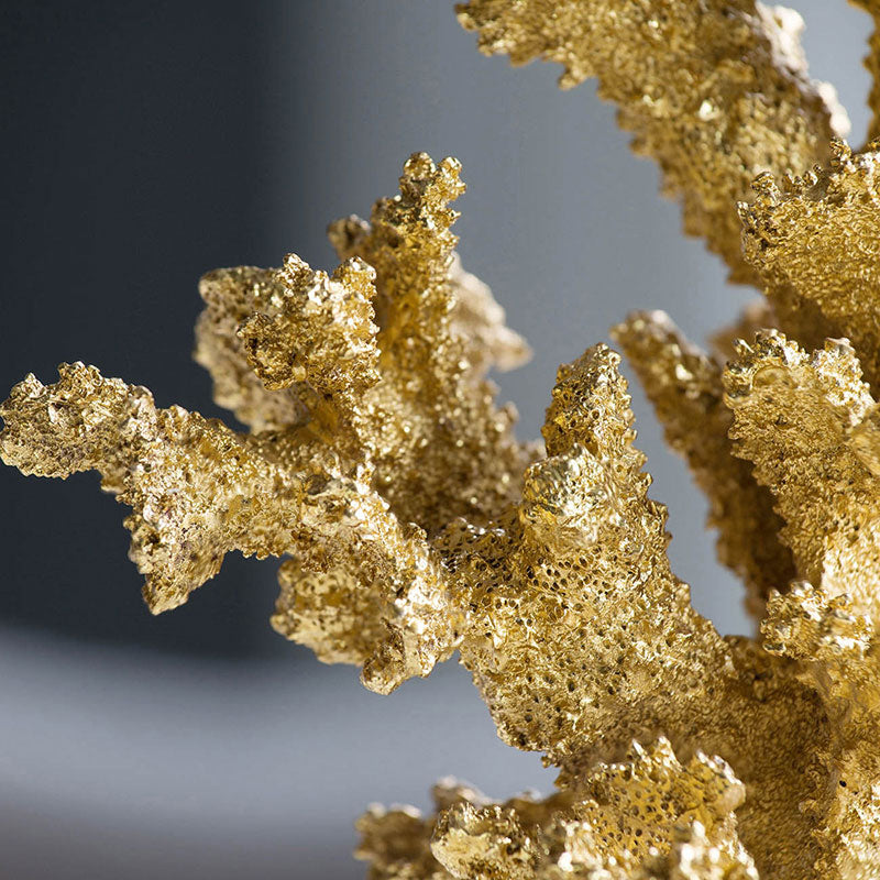 Marine Coral Sculpture With Base - Gold