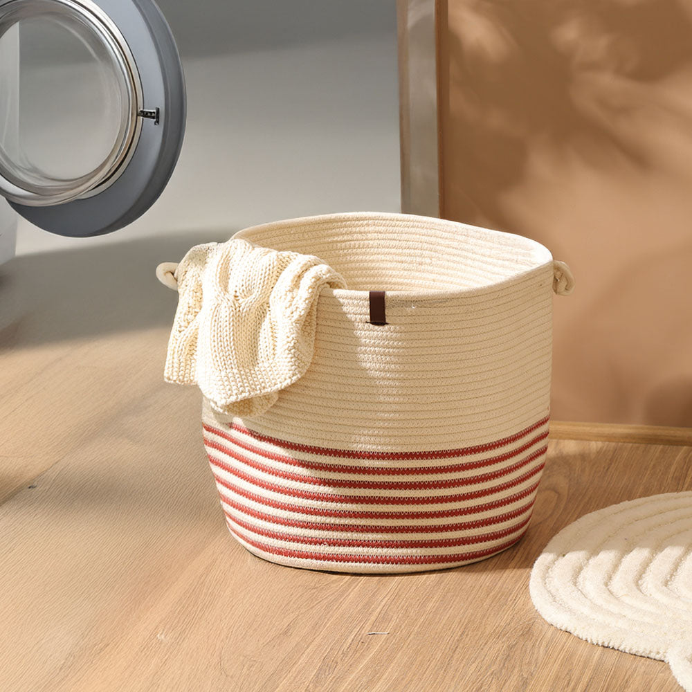 Marla Striped Laundry Basket - Cream Rust
