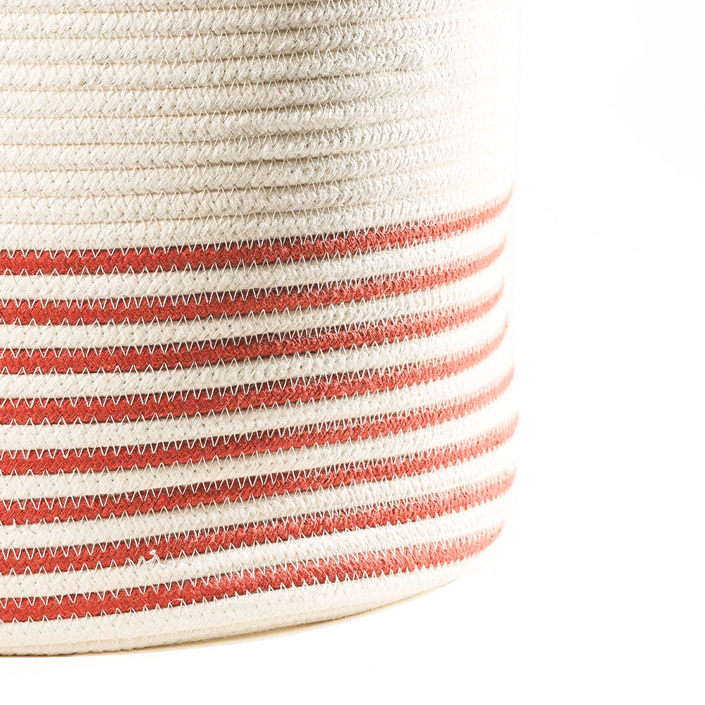 Marla Striped Laundry Basket - Cream Rust