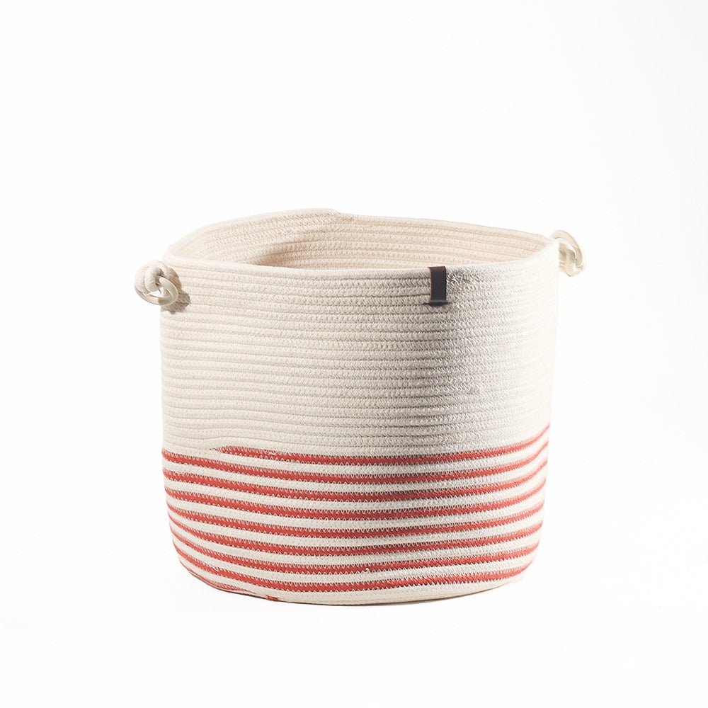 Marla Striped Laundry Basket - Cream Rust