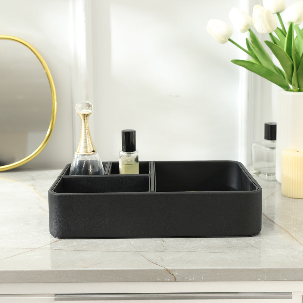 Marqis 4-Compartment Organiser Tray Small - Black Grey