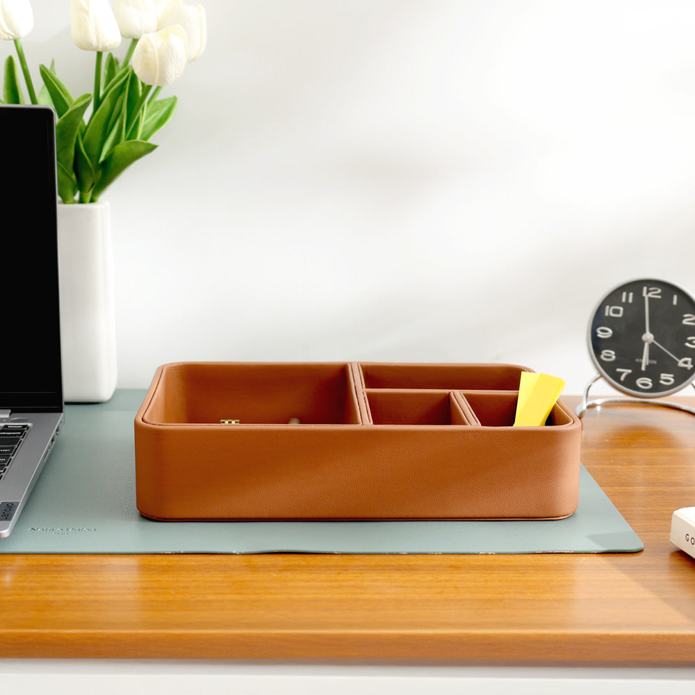 Marqis 4-Compartment Organiser Tray Small - Tan Brown