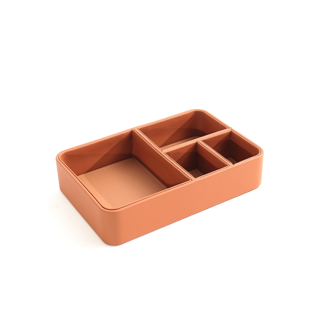 Marqis 4-Compartment Organiser Tray Small - Tan Brown