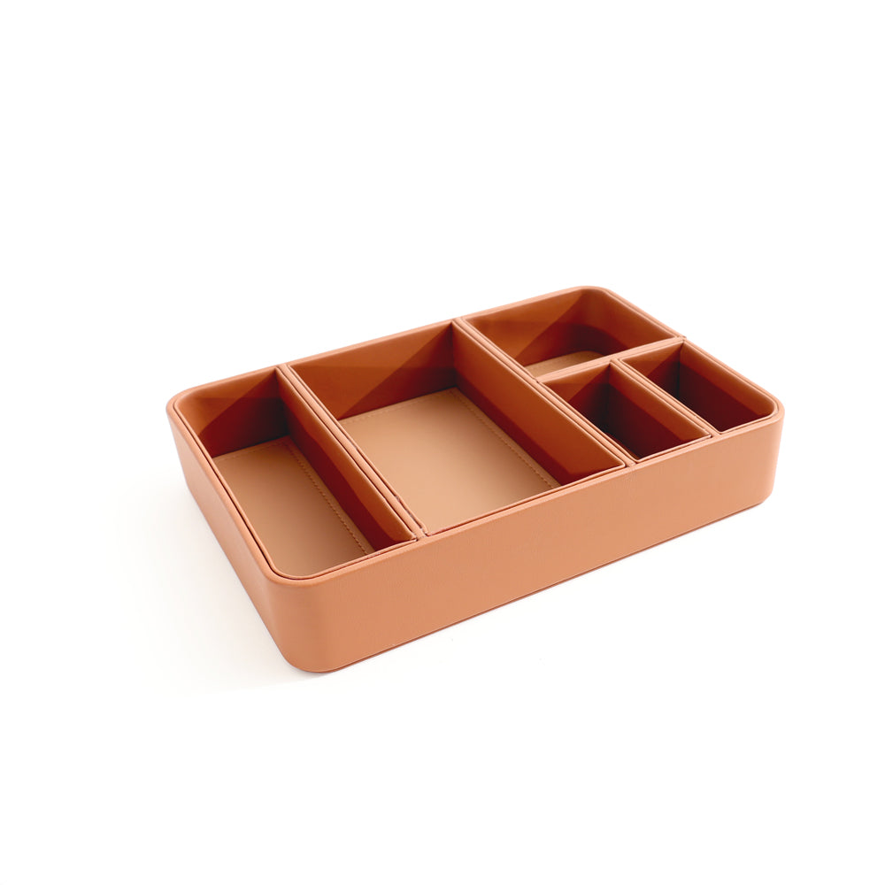Marqis 5-Compartment Organiser Tray Medium - Tan Brown