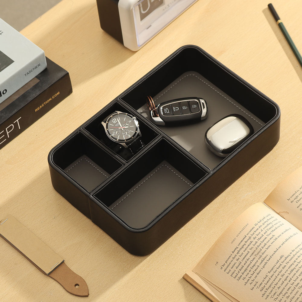 Marqis 4-Compartment Organiser Tray Small - Black Grey