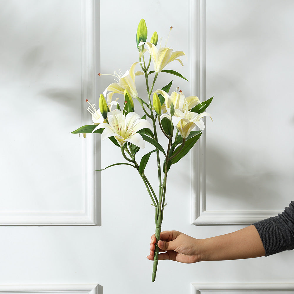 Martagon Lilies Faux Stem - Dappled White