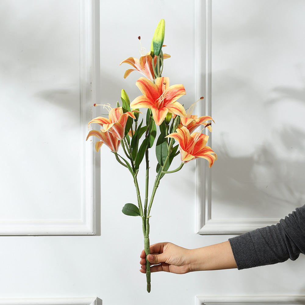 Martagon Lilies Faux Stem - Red Sunrise