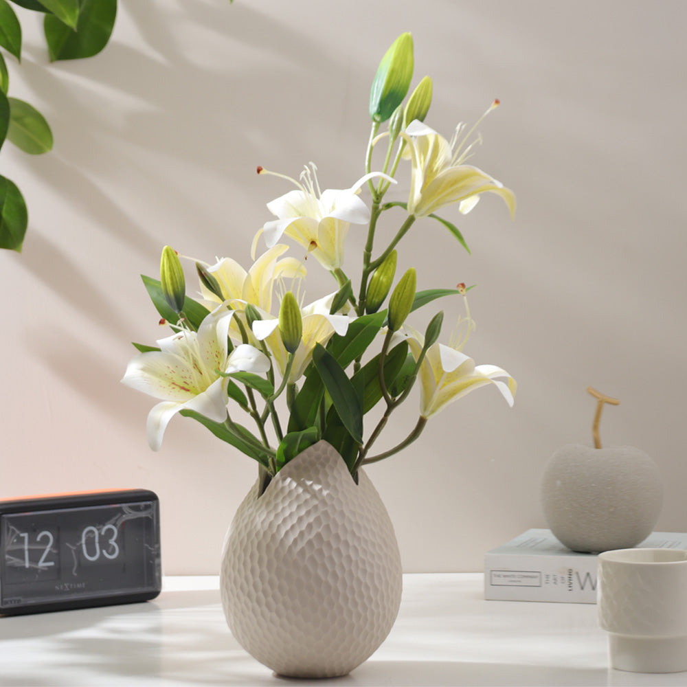 Martagon Lilies Faux Stem - Dappled White