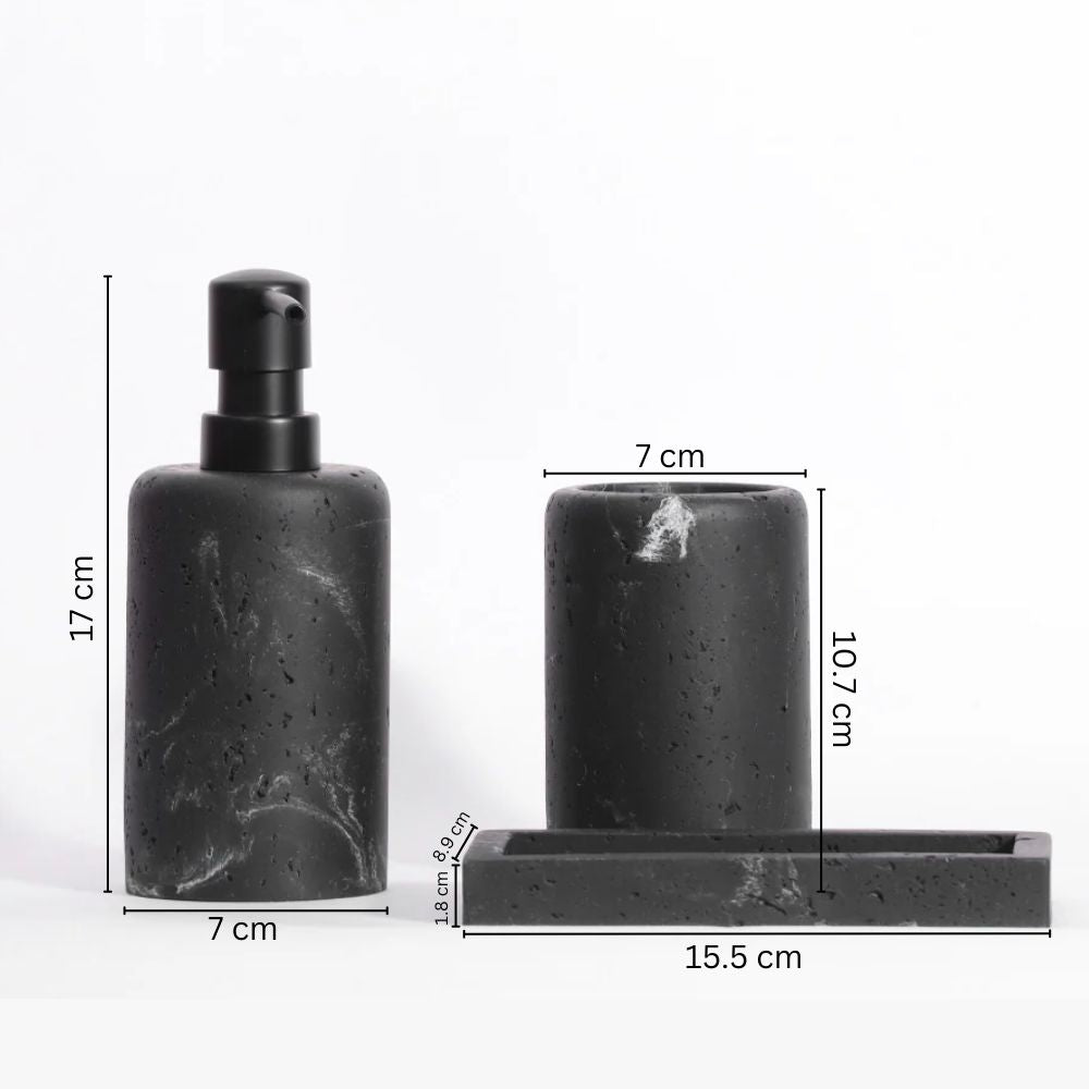Mateo 3-Piece Bathroom Set - Charcoal Black
