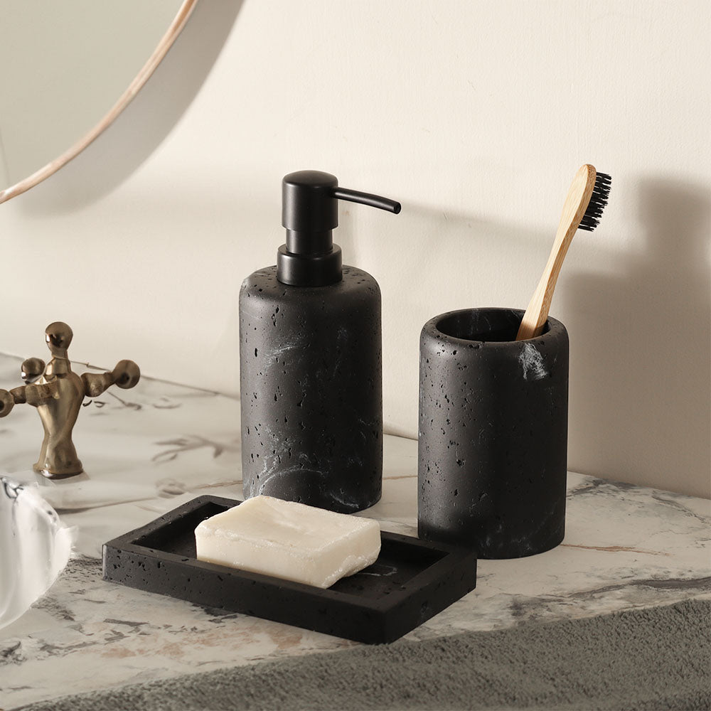 Enhabit Mateo 3Piece Bathroom Set Charcoal Black Modern Quests